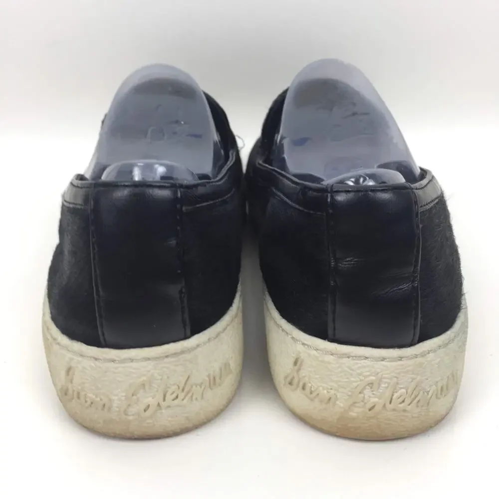 Sam Edelman Faux Fur Skater Shoes Slip On Black Size 7.5M